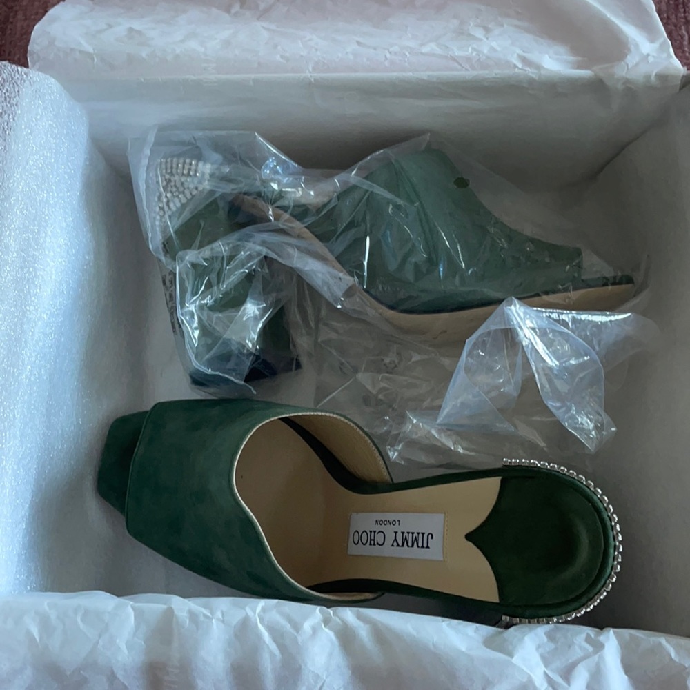 Jimmy choo green block Crystal Heel